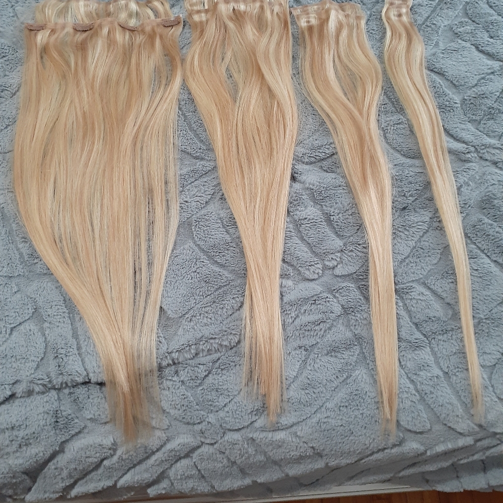 Blond Human hair Invisible Weft Hair EXTENSIONS